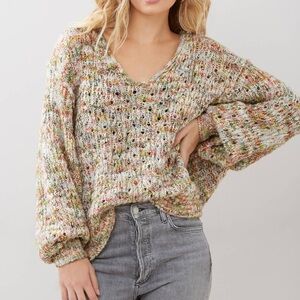 Free people highland v jumper knit sweater